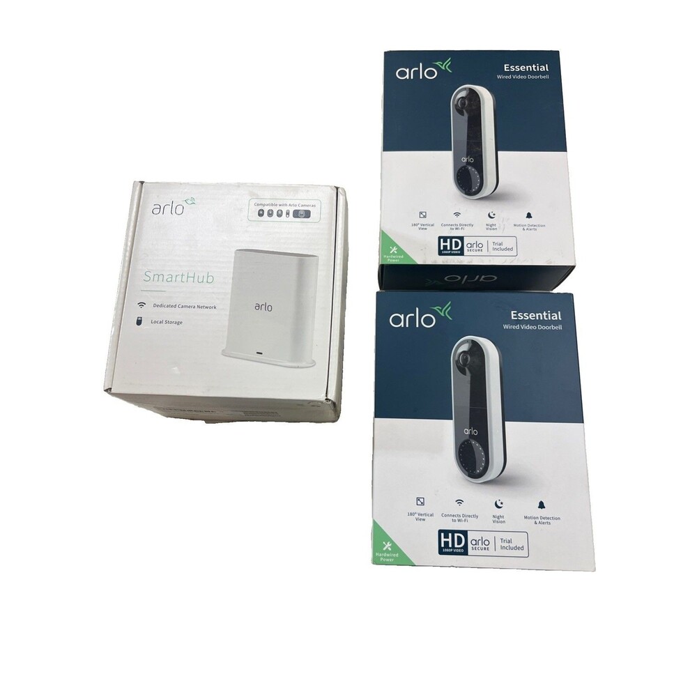 New! Arlo SmartHub Indoor Home Setup With 2 Video Doorbell Cameras